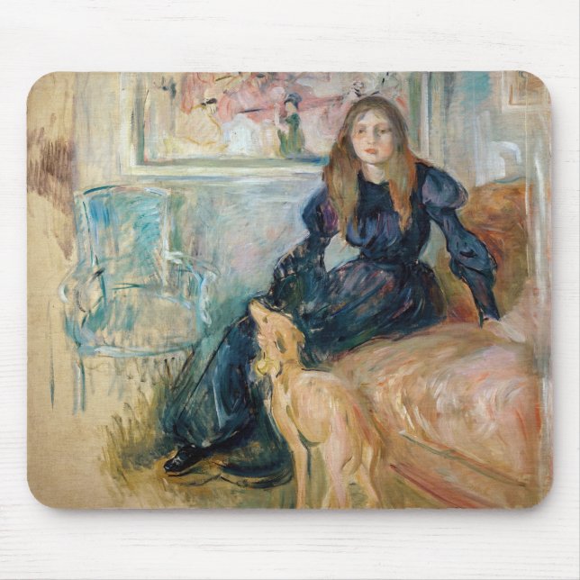 Berthe Morisot - Julie and her Greyhound Laerte Mouse Mat (Front)