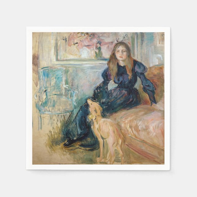 Berthe Morisot - Julie and her Greyhound Laerte Napkin (Front)