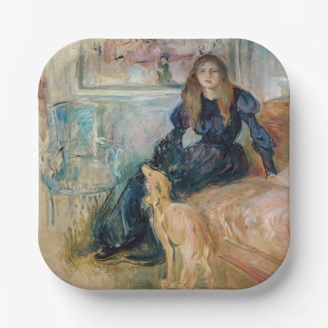 Berthe Morisot - Julie and her Greyhound Laerte Paper Plate (Front)