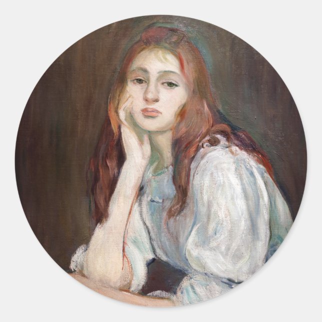 Berthe Morisot - Julie Daydreaming Classic Round Sticker (Front)