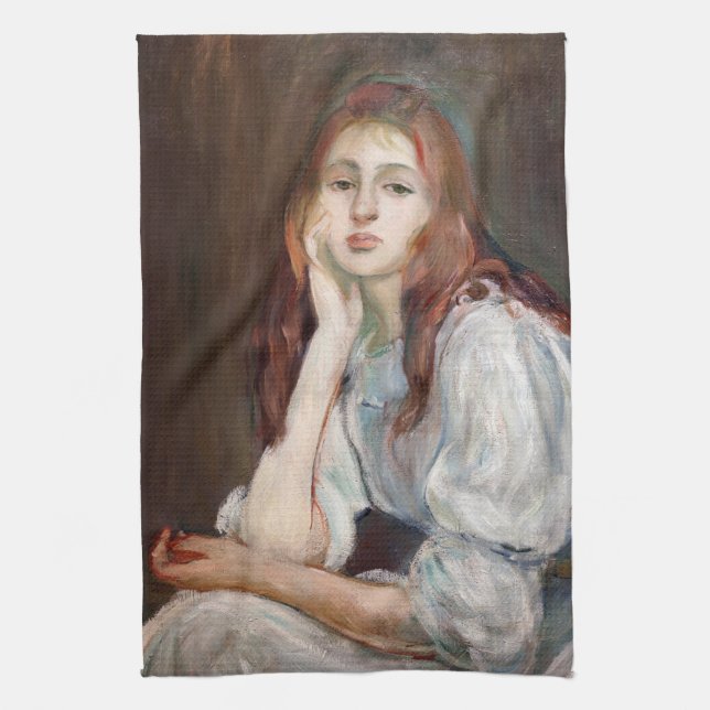Berthe Morisot - Julie Daydreaming Tea Towel (Vertical)