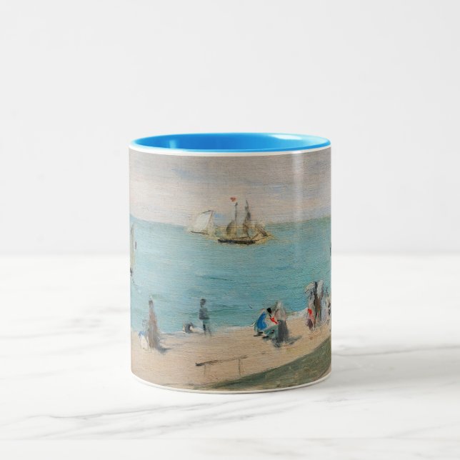 Berthe Morisot - On the Beach, Les Petites-Dalles Two-Tone Coffee Mug (Center)