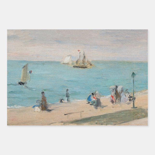 Berthe Morisot - On the Beach, Les Petites-Dalles Wrapping Paper Sheet (Front)