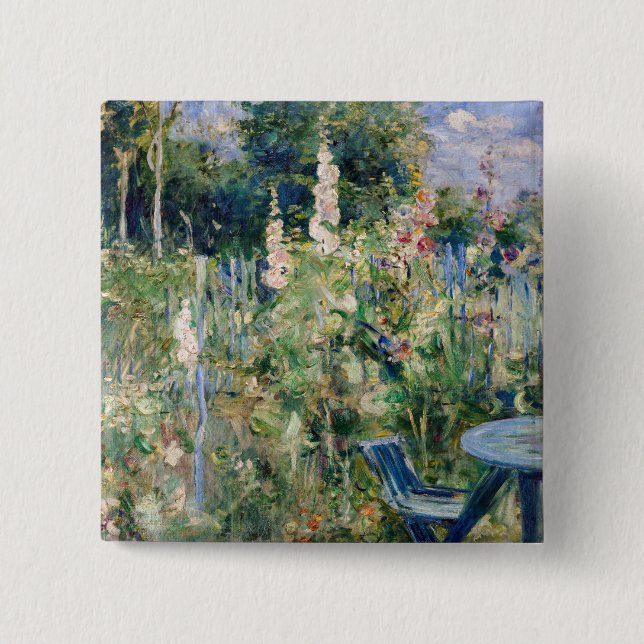 Berthe Morisot - Roses Tremieres 15 Cm Square Badge (Front)