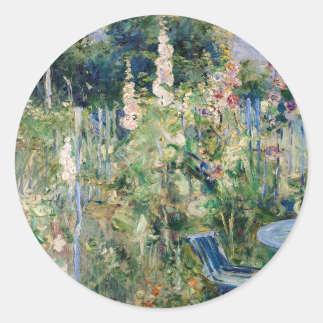 Berthe Morisot - Roses Tremieres Classic Round Sticker (Front)
