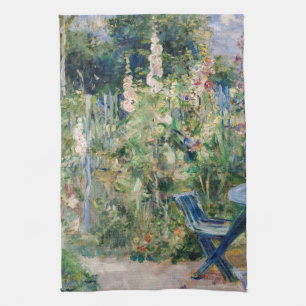 Berthe Morisot - Roses Tremieres / Hollyhocks Tea Towel