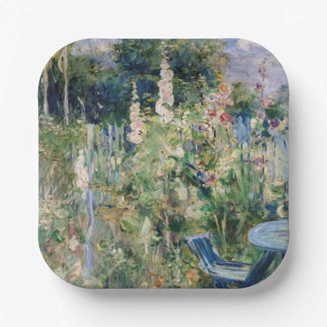Berthe Morisot - Roses Tremieres Paper Plate (Front)