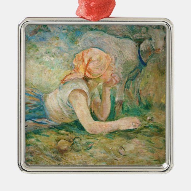 Berthe Morisot - Shepherdess Resting Metal Tree Decoration (Front)