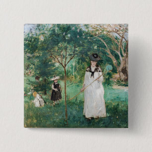 Berthe Morisot - The Butterfly Hunt 15 Cm Square Badge