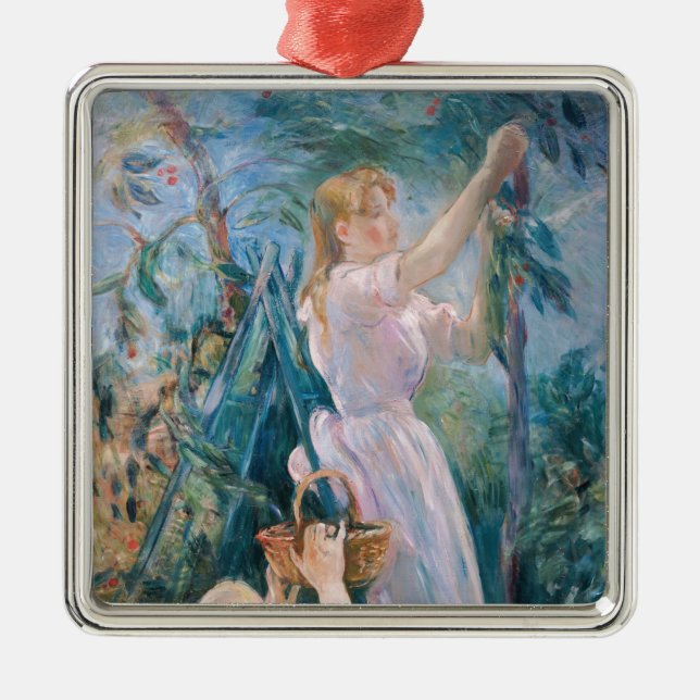 Berthe Morisot - The Cherry Picker Metal Tree Decoration (Front)