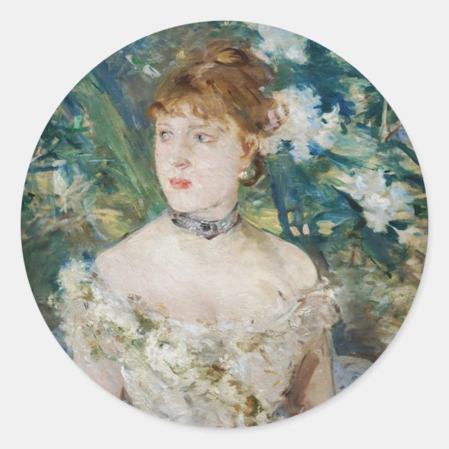 Berthe Morisot - Young Girl in a Ball Gown Classic Round Sticker (Front)