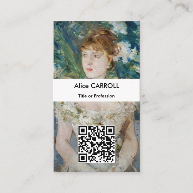 Berthe Morisot - Young Girl in Ball Gown - QR Code Business Card (Front)