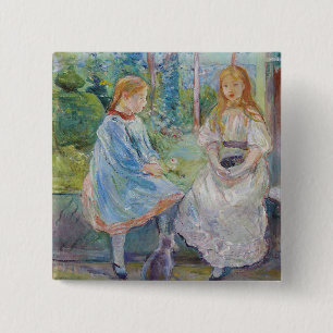 Berthe Morisot - Young Girls at the Window 15 Cm Square Badge
