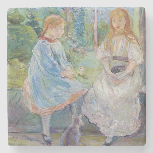 Berthe Morisot - Young Girls at the Window Stone Coaster (Front)