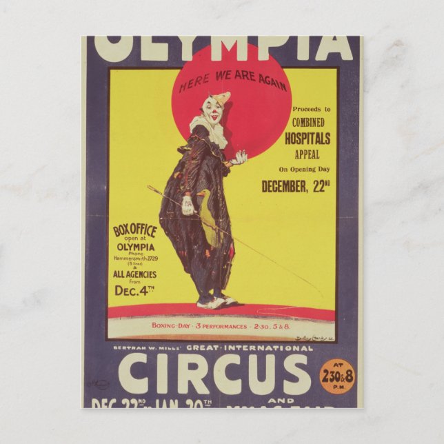 Bertram Mills circus poster Postcard (Front)
