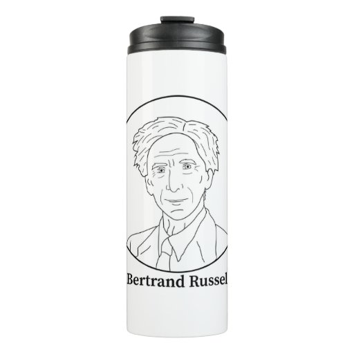 Image of Bertrand Russel Line Portrait Thermal Tumbler
