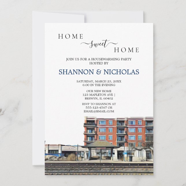 Berwyn Train Depot Housewarming Invitation (Front)