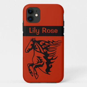 Beryllium Orange Pony Horse Bronco Steed Lineart iPhone 11 Case