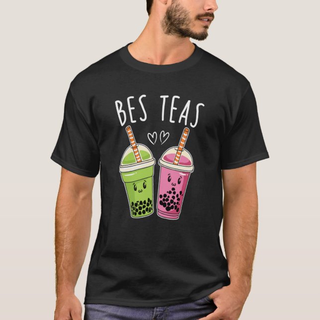Bes Teas Besties Bubble Tea Cute Boba Best Friends T-Shirt (Front)