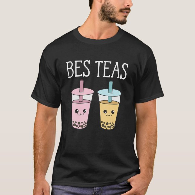 Bes Teas Funny Besties Best Friends Boba Bubble Te T-Shirt (Front)