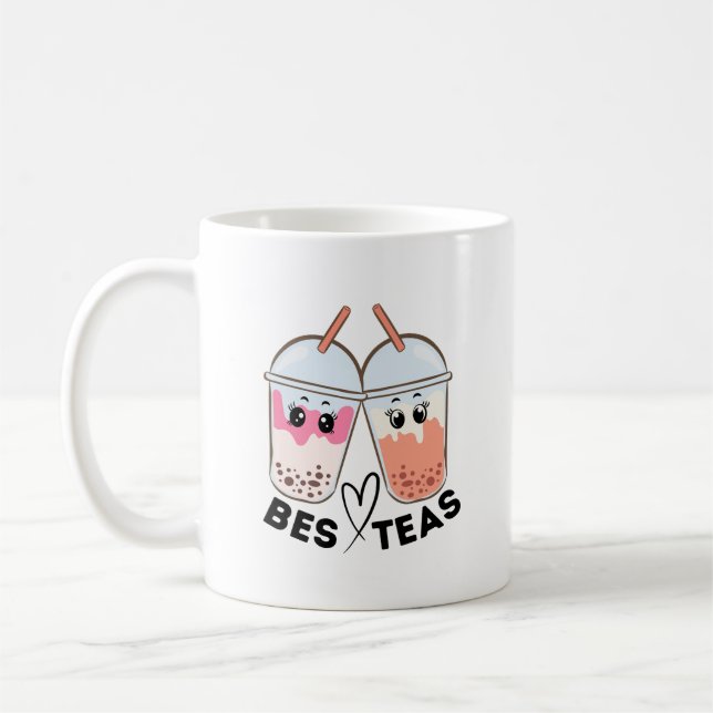 Bes-teas Funny Bubble Tea BFF Bestie Cute Coffee Mug (Left)