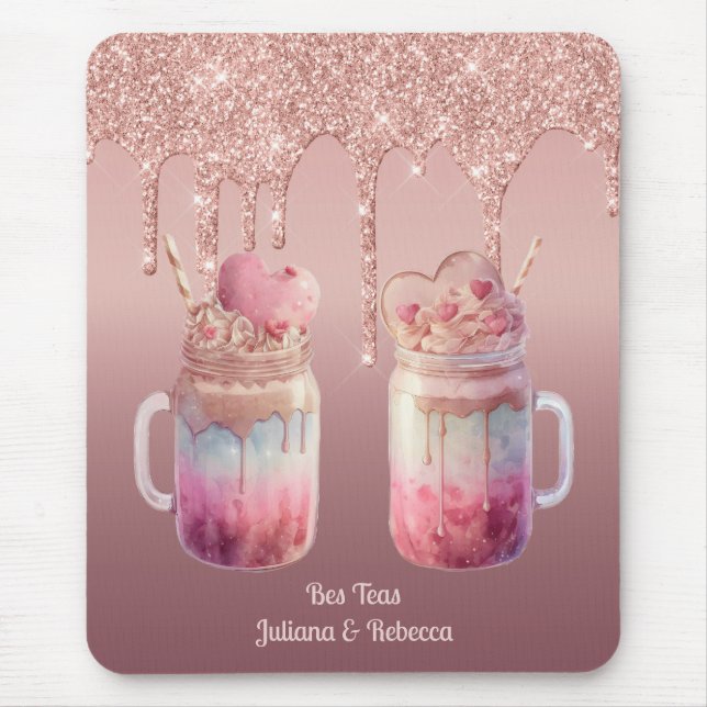 Bes Teas Yummy Boba Bubble Milk Tea Dessert  Mouse Mat (Front)