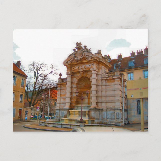 Besançon , ancient fountain postcard (Front)