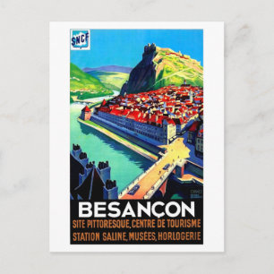 Besancon areal view, France, panorama, vintage Postcard