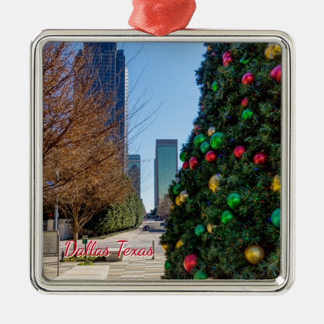 Beside The Dallas Christmas Tree Metal Ornament (Front)