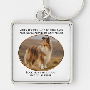 Beside You Collie Key Ring