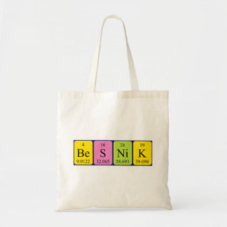 Besnik periodic table name tote bag