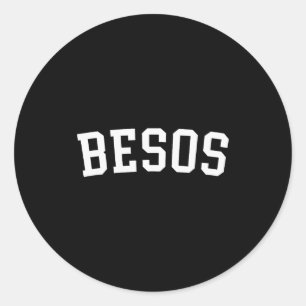 Besos Spanish Kisses Valentines Day Retro Varsity Classic Round Sticker