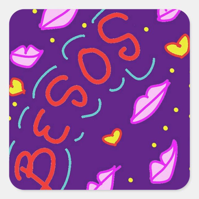 besos square sticker (Front)
