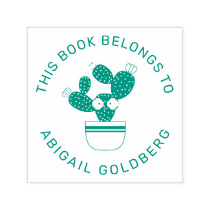 Bespectacled Cactus This Book Belongs To Self-inking Stamp