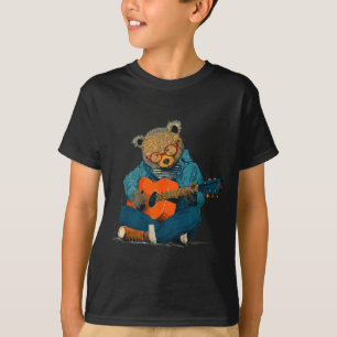 Bespectacled teddy with acoustic guitar costume T-Shirt