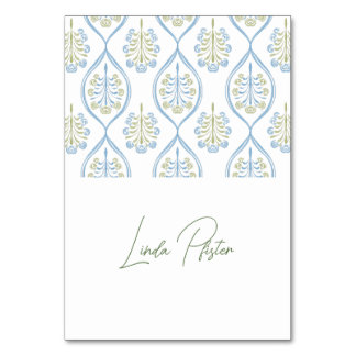 Bespoke Blue and Green Floral Wedding Table Number