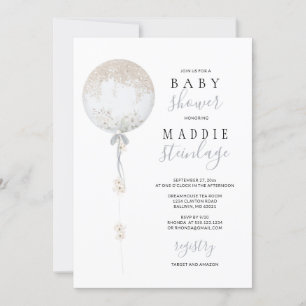 Bespoke Floral Balloon Baby Shower Invitation