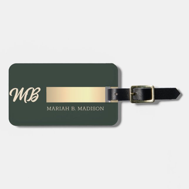  Bespoke Metallic Look Script Personalised Luggage Tag (Front Horizontal)