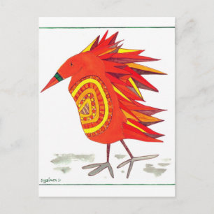 Bessie Bird Post Card Bead-Bellied Block Feather