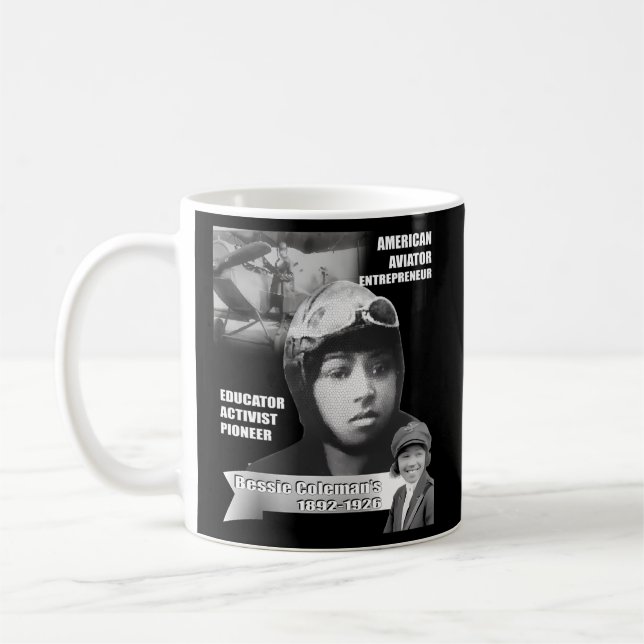 Bessie Coleman Dark Coffee Mug (Left)