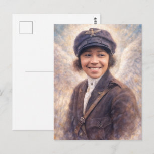 Bessie Coleman Portrait Painting - Angelcore Style Postcard