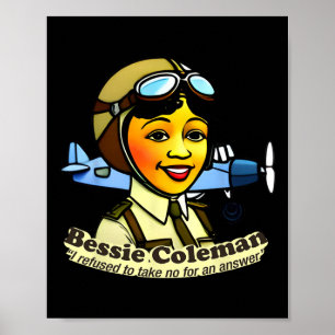 Bessie Coleman With Airplane Black History Month  Poster