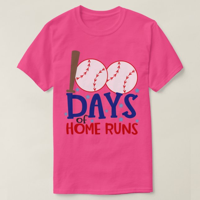 Best 100th Day of School Baseball 100 Days of Home T-Shirt (Design Front)