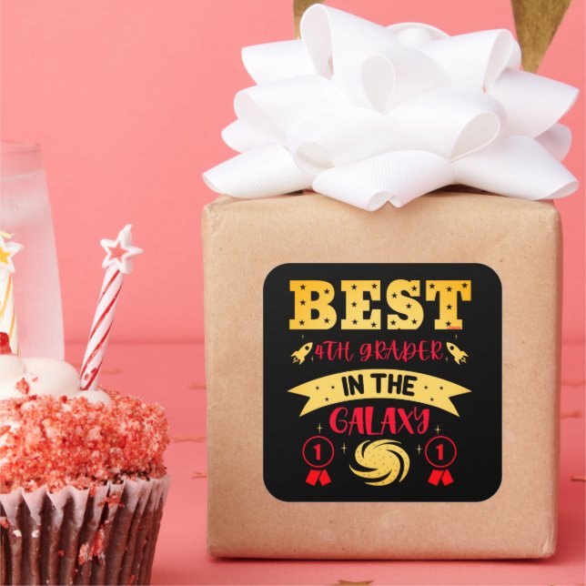 BEST 4TH GRADER IN THE GALAXY funny cute           Square Sticker (Party)