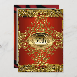 Best 50th Gold Burgundy Birthday Party Invitation
