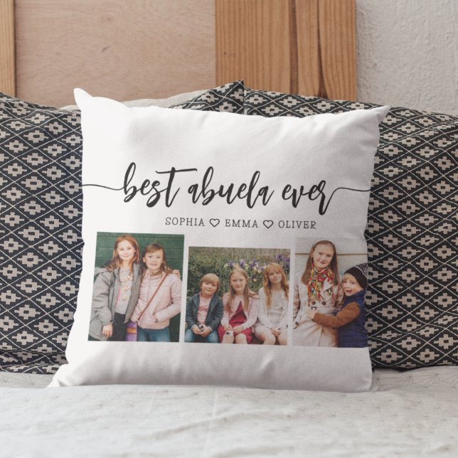 Best Abuela Ever - Grandchildren Photo Collage Cushion (Creator Uploaded)