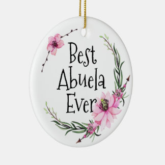 Best Abuela Ever Print Boho Floral Christmas  Ceramic Tree Decoration