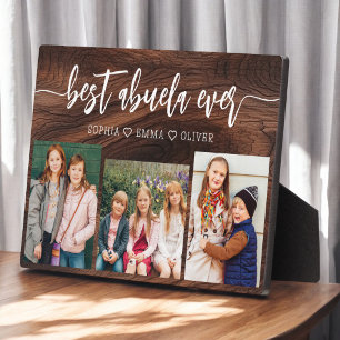 Best Abuela Ever - Rustic Wood Photo Collage Plaque