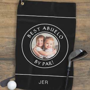 Best Abuelo By Par Golfer Modern Photo Gift Black Golf Towel