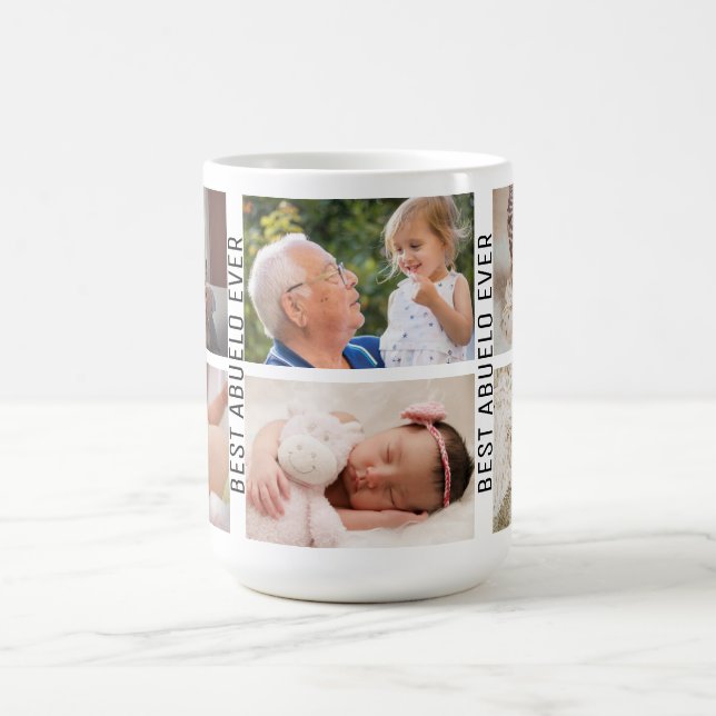 Best Abuelo Ever 6 Photo Custom Collage grandpa Coffee Mug (Center)